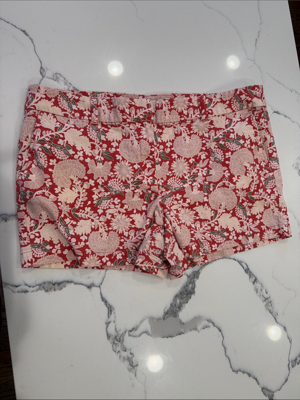 LOFT Red Floral Print Shorts